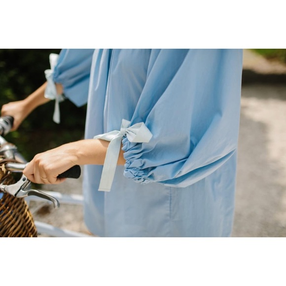 Lake Morning Cotton Mini Dress in Bluebell - Picture 2 of 12